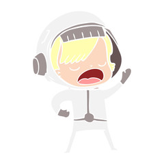 flat color style cartoon talking astronaut