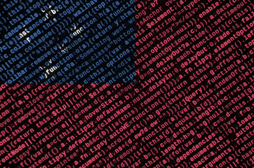 Samoa flag  is depicted on the screen with the program code. The concept of modern technology and...