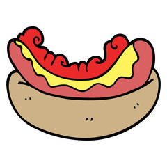 cartoon doodle hotdog in a bun