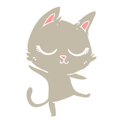 calm flat color style cartoon cat