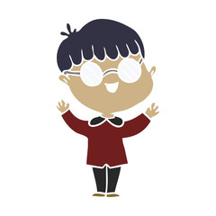 flat color style cartoon boy wearing spectacles