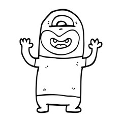 line drawing cartoon alien monster