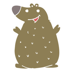 flat color style cartoon happy bear
