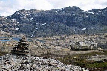 small stone tower on Trolltunga trek