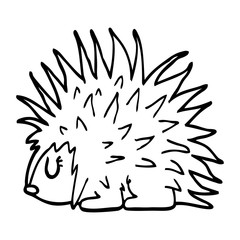 line drawing cartoon spiky hedgehog