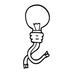 line drawing cartoon electric light bulb