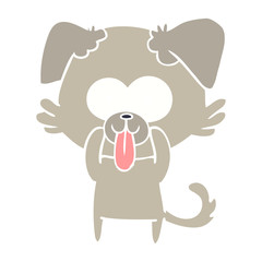 flat color style cartoon dog with tongue sticking out