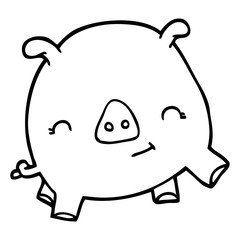 line drawing cartoon happy pig