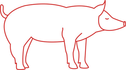 Hand drawn vector illustration of outline pig - symbol of 2019 new year