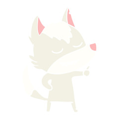 friendly flat color style cartoon wolf