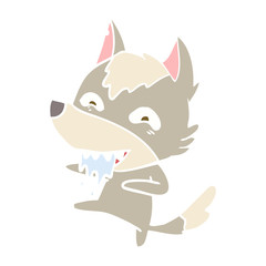 flat color style cartoon hungry wolf