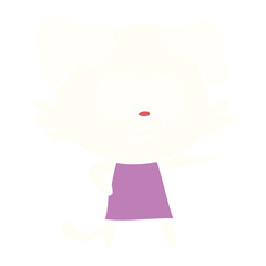 nervous flat color style cartoon dog in dress pointing
