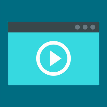 Window video play icon. Flat illustration of window video play vector icon for web design