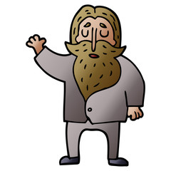 cartoon doodle old man waving