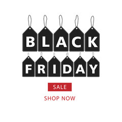 Black Friday Sale label. Vector illustration. geometrical shapes flying balloons Design elements banners	