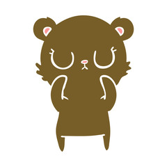 peaceful flat color style cartoon bear