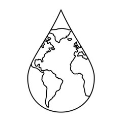 Earth water drop icon. Outline illustration of earth water drop vector icon for web design isolated on white background