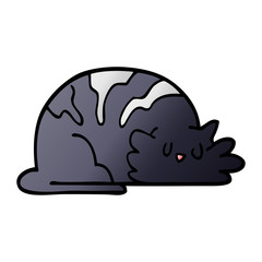 cartoon doodle sleepy cat