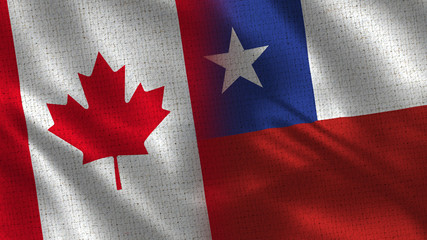Canada and Chile - 3D illustration Two Flag Together - Fabric Texture