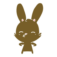 curious bunny flat color style cartoon