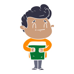 happy flat color style cartoon man