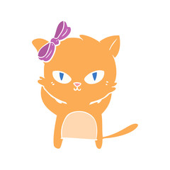 cute flat color style cartoon cat