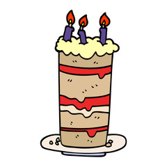 cartoon doodle birthday cake