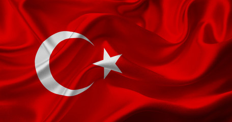 turkish flag waving for celebration and private day - obrazy, fototapety, plakaty