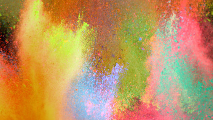 Multi-color powder explosion on black background
