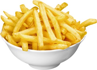 French Fries In Bowl - Isolated