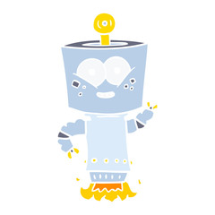 happy flat color style cartoon robot