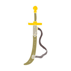 flat color illustration of a cartoon sword
