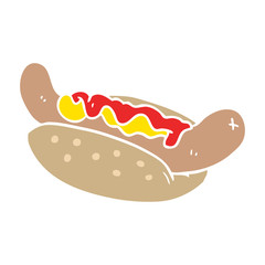 flat color style cartoon fresh tasty hot dog