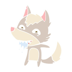 flat color style cartoon hungry wolf