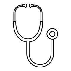 Stethoscope icon. Outline illustration of stethoscope vector icon for web design isolated on white background