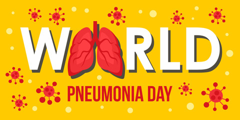 Pneumonia disease day banner horizontal. Flat illustration of vector pneumonia disease day banner horizontal for web design