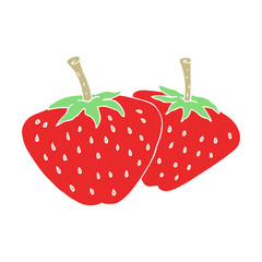 flat color illustration of a cartoon strawberries