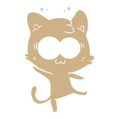 flat color style cartoon surprised cat