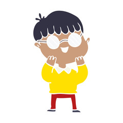 flat color style cartoon boy wearing spectacles