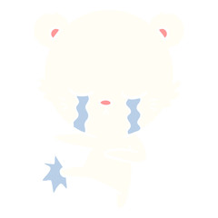crying flat color style cartoon polarbear