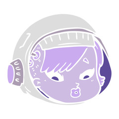flat color style cartoon astronaut face