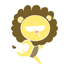 flat color style cartoon running lion