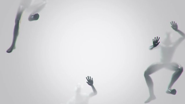 Abstract background with animation of crawl human behind the glass surface. Animation of seamless loop.