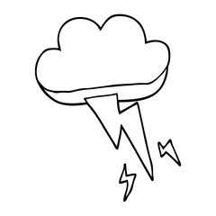 line drawing cartoon thundercloud and lightning