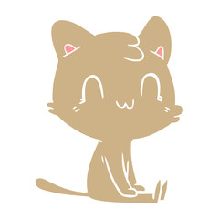 flat color style cartoon happy cat