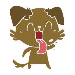 flat color style cartoon panting dog