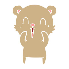 happy flat color style cartoon bear