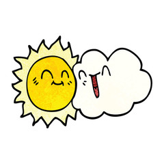 cartoon doodle happy sunshine and cloud
