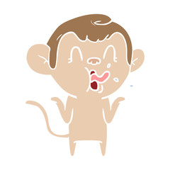 crazy flat color style cartoon monkey