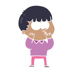 flat color style cartoon curious boy